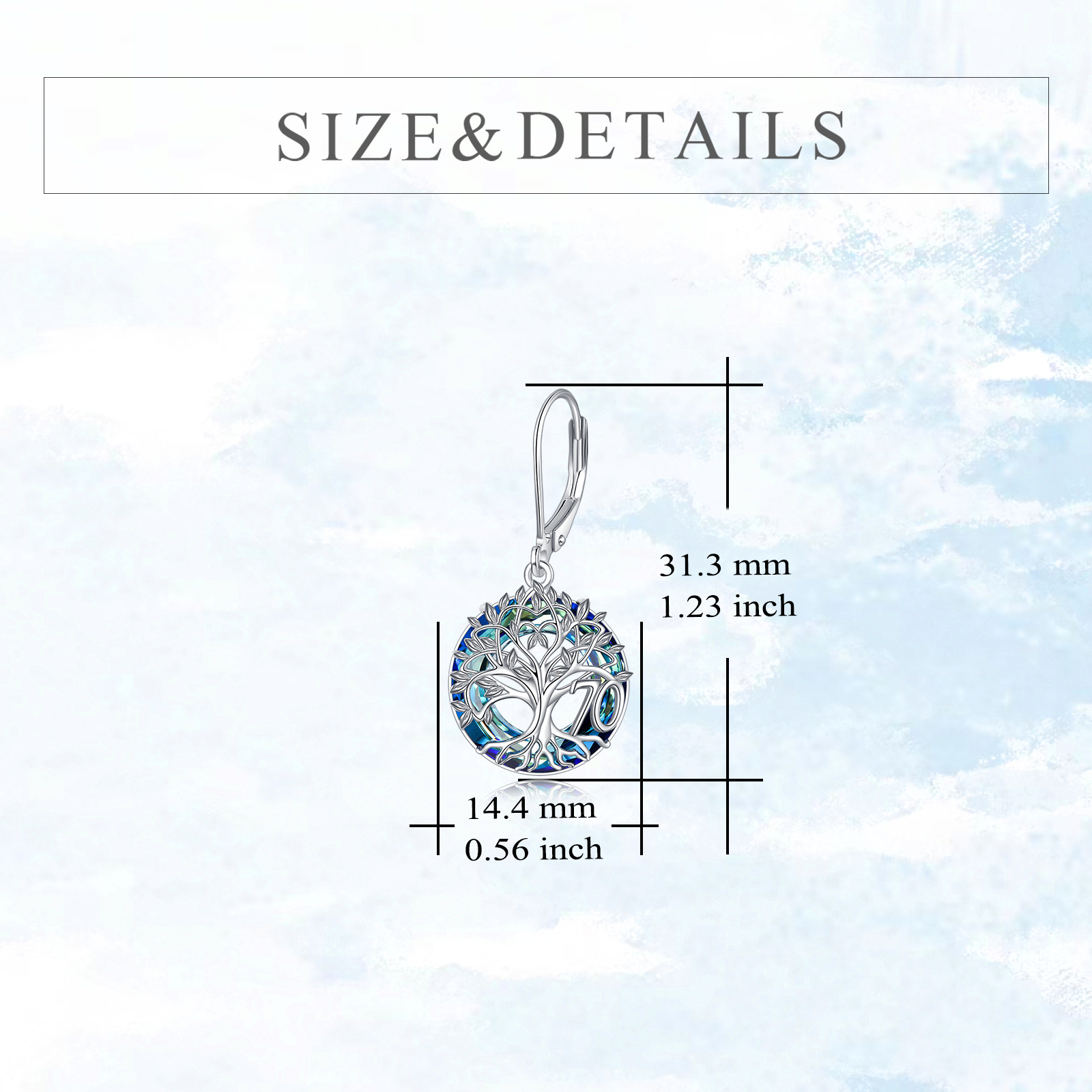 Women's 925 Sterling Silver Tree of Life Earrings — 70th Birthday Gift